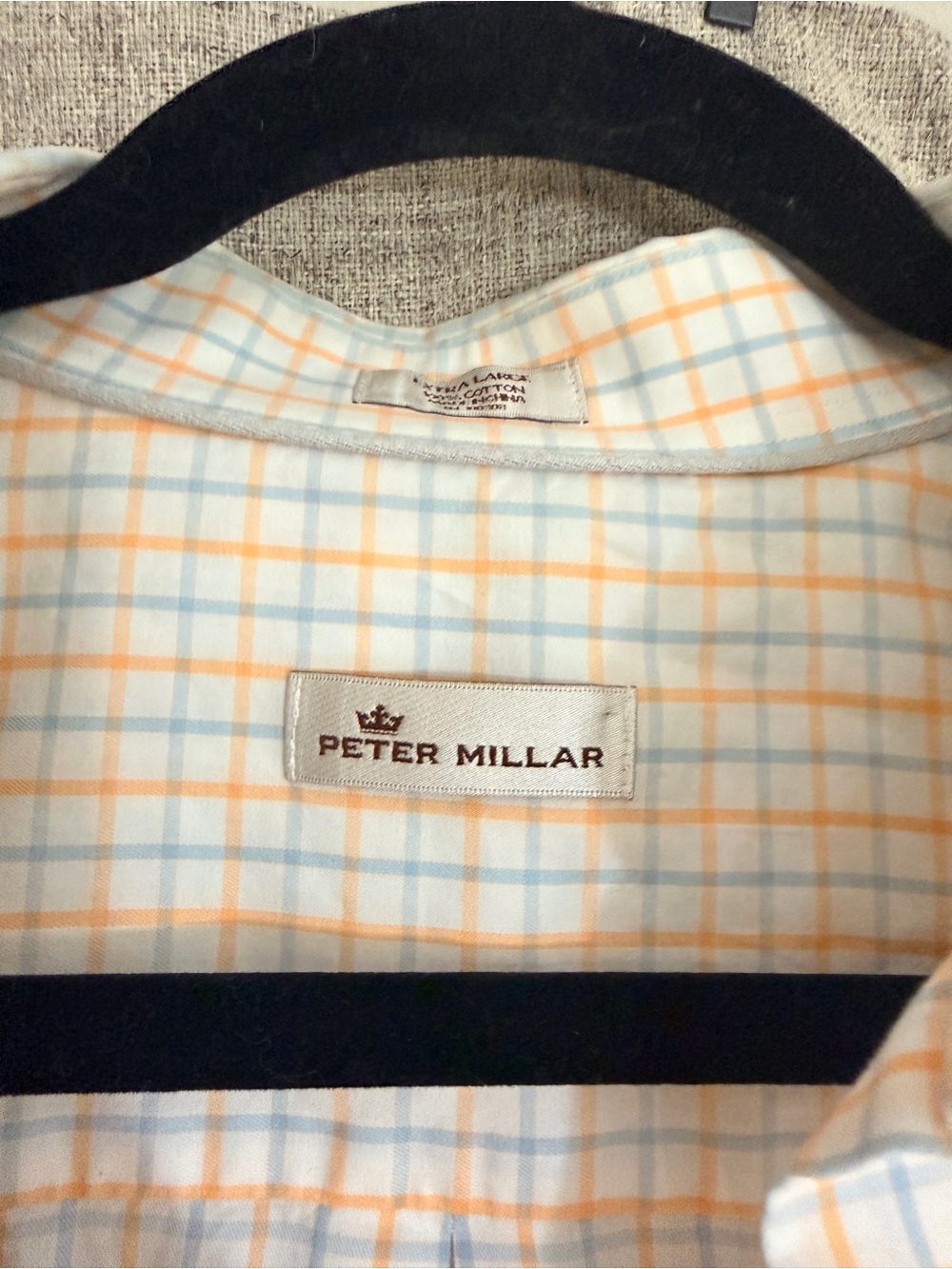 Peter Millar Blue and Orange Windowpane Button-Down Shirt